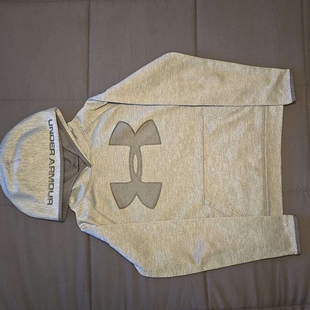 Boys Gray Under Armour Hoodie L